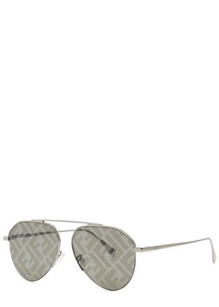 Fendi Fendi Travel Aviator-style Sunglasses, Sunglasses, Print Lenses - Grey