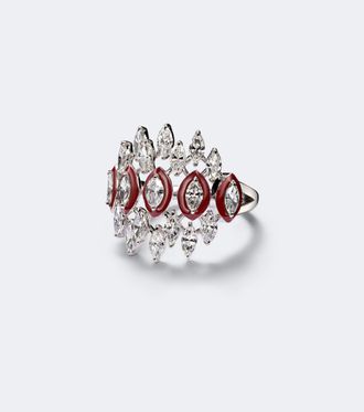 Kamyen Jewellery Tiara 18kt white gold and enamel pinky ring with diamonds