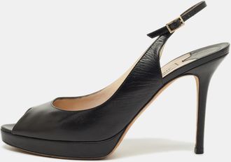 Jimmy Choo London Black Patent Leather Vita Slingback Pumps