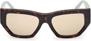 Guess Geometric Sunglasses in Havana/Other /Green Mirror at Nordstrom Rack