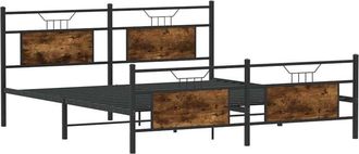 vidaXL Metal Bed Frame without Mattress Smoked Oak 160x200 cm Vidaxl
