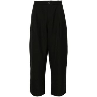STUDIO NICHOLSON Black Interwoven High-Waisted Tapered Trousers - male - Studio Nicholson - Tapered Trousers - Black - M - Trousers