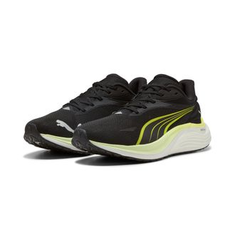 Puma Laufschuh PUMA ELECTRIFY NITRO 4, Herren, Gr. 42,5, puma schwarz, apple spritz, lux lime, Synthetik, Schuhe Laufschuh, mit atmungsaktivem Mesh-Obermat