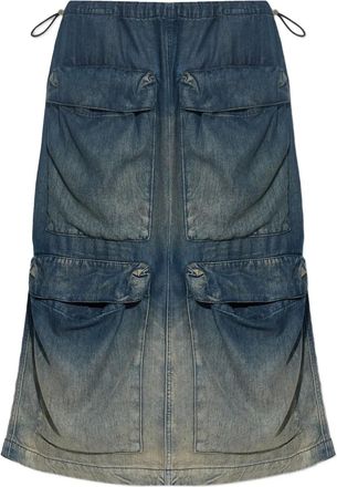 Diesel Gonna midi denim con tasche - Blu