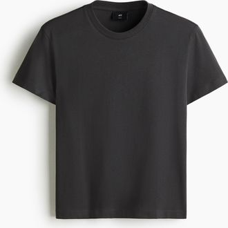 H&M Croppesd T-Shirt in Slim Fit - Grau