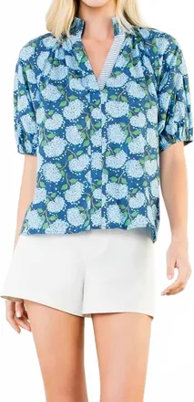 THML Clothing Hydrangea Short Sleeve Shirt In Blue