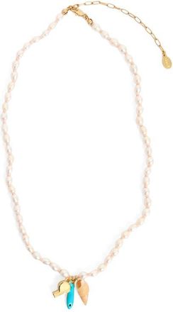 Clare Vivier Freshwater Pearl Charm Necklace in Multi at Nordstrom