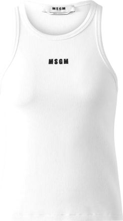 Msgm Canotta a coste con scollo olimpionico - Bianco