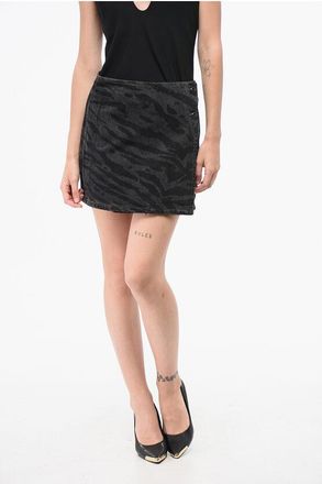 Ganni Animal Motif Wrap Denim Miniskirt size 42