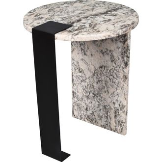 Jonathan Y Designs Lyra 20.66 Contemporary Natural Marble/Metal Handmade Round End Table in Ivory/black at Nordstrom