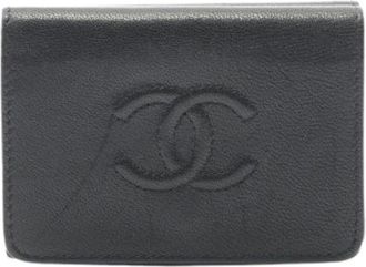 Chanel Pre-owned Wallets, female, Black, Size: ONE SIZE Pre-owned Coco Mark Leather Trifold Wallet