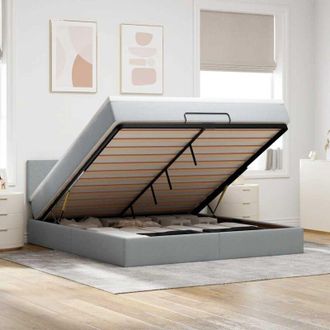 vidaXL Cama Otomana Con Colch&oacute;n Gris Claro 160x200 Cm Tela Vidaxl