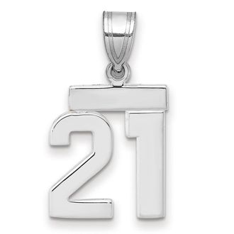 Diamond2Deal 14k White Gold Small Polished Number 21 Charm Pendant