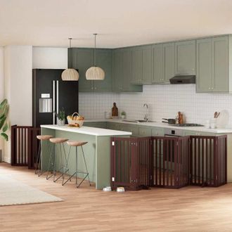 vidaXL Puerta De Perros Plegable 15 Paneles Madera &Aacute;lamo Marr&oacute;n 750 Cm Vidaxl