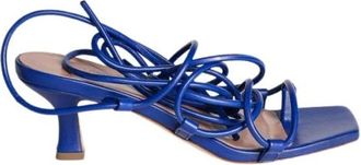 Erika Cavallini Semi Couture Gekruiste Vetersandaal - Dames - Sandalen met hakken - Blauw - 37 EU - Schoenen