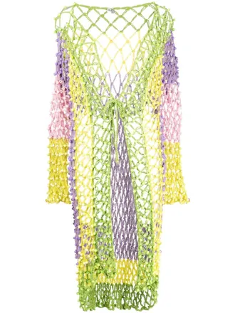 Celia B Opengebreide kaftan - Geel