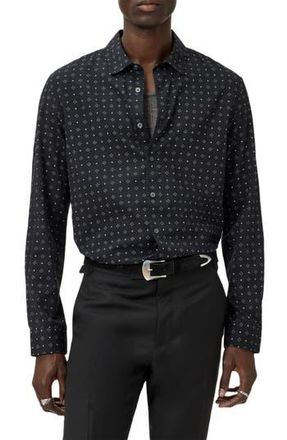 John Varvatos Luca Geometric Button-Up Shirt in Black at Nordstrom Rack, Size Small