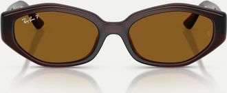 Ray-Ban Rb4473d - Occhiali da sole polarizzati irregolari marrone scuro con lenti marroni