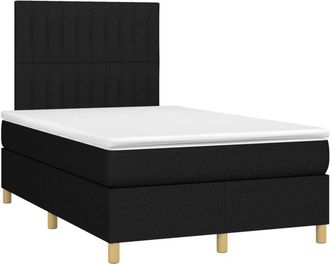 vidaXL Cama Box Spring Con Colch&oacute;n Y Luces Led Tela Negro 120x190 Cm Vidaxl