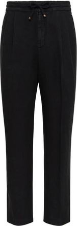 Brunello Cucinelli Black Linen Relaxed Trousers, Brand Size 48 (US Size 32)