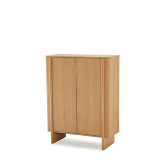 Koketto Home Aparador alto de 100 cm con puertas en roble natural