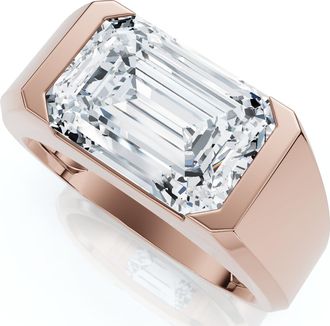 Pompeii3 Certified 4Ct Mens Gabriel Emerald Diamond Ring 10k Gold Lab Grown