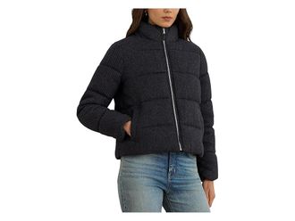 Lauren Ralph Lauren Printed Puffer Poly Womens Coat Navy : XS, Polyester