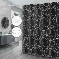 OEM Cortina De Ducha Negra Crea, Resistente Al Moho, Impermeable, Con Dobladillo Con Peso, Lavable, Cortina De Ba&ntilde;o Navide&ntilde;a, 100% Poli&eacute;ster, 12 Ganchos (