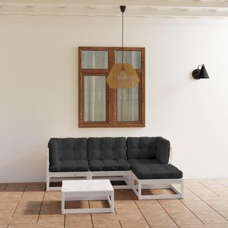 vidaXL Juego De Muebles De Jard&iacute;n 5 Pzas Y Cojines Madera Pino Maciza Vidaxl