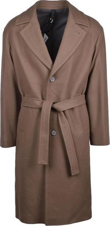 Hev&ograve; Mid-Length Brown Wool-Blend Hevo Coat
