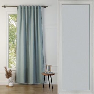 Febronie Cortina con pasadores lino 140x260 verde celad&oacute;n / negro