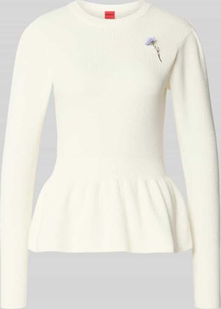 HUGO BOSS Slim Fit Strickpullover aus reiner Baumwolle Modell SABANNA in Offwhite, Gr&ouml;&szlig;e XXL