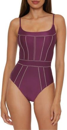 BECCA by Rebecca Virtue Color Sheen One-Piece Swimsuit in Aubergine at Nordstrom Rack, Size Medium