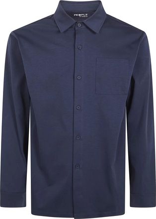 People of Shibuya Casual Shirts - Heren - Casual Overhemden - Blauw - S - Overhemden