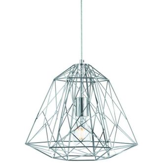 Searchlight Geometric Cage - Sospensione a soffitto a 1 filo di luce Cromo, E27 - Searchlight