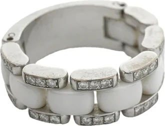 Chanel White White Gold (18K) Ceramic Band Ring (Pre-Owned)