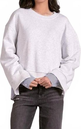 Elan Margot Top In Heather Grey Blue Stripe