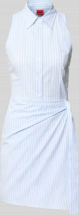 HUGO BOSS Schmales Freizeitkleid aus reiner Baumwolle in Wickel-Optik Modell KRISTI in Hellblau, Gr&ouml;&szlig;e 34
