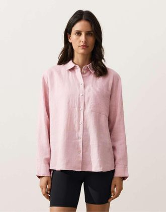 Oysho Camicia vestibilit&agrave; comoda in 100% lino color rosa polvere
