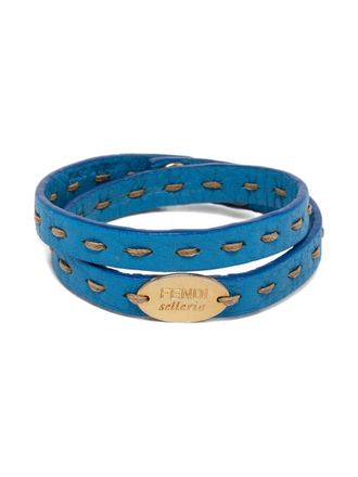 Fendi leather bracelet - women - Leather - One Size - Blue