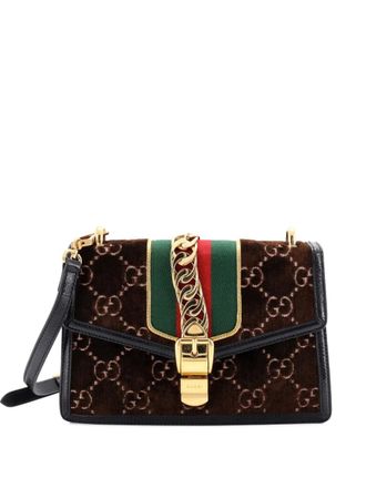 Gucci Sylvie Shoulder Bag GG Velvet Small crossbody bag - women - Velvet - One Size - Brown