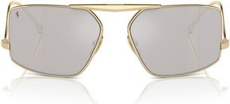 Ferrari 64mm Oversize Rectangular Sunglasses in Pale Gold /Mirror Gold at Nordstrom