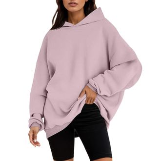 Generic Womens Oversized Hoodies Fleece Sweatshirts Casual Long Sleeve Solid Basic Pullovers Top