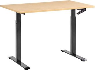 Beliani Beliani - Escritorio De Altura Regulable Manual Oficina Moderna Patas Cuadradas 120 X 60 Cm Tablero Marr&oacute;n Claro Base Negra Destines