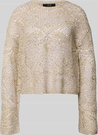 Vero Moda Relaxed Fit Strickpullover mit Pailletten Modell LEILANI FLOWERS in Beige, Gr&ouml;&szlig;e XL