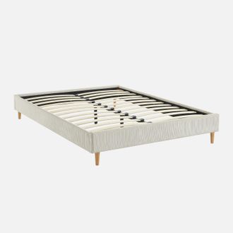 Sweeek Cama Con Somier 140x190cm, Acabado En Pana Fina