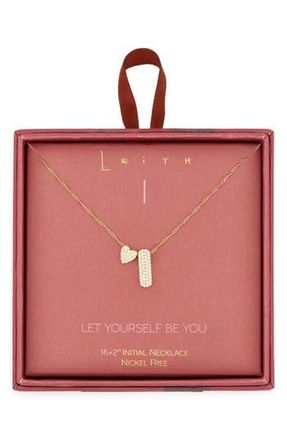 Leith Cubic Zirconia Heart & Bubble Initial Pendant Necklace in I- Clear- Gold at Nordstrom Rack