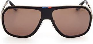 BMW 63mm Sunglasses in Shiny Black /Roviex Mirror at Nordstrom Rack