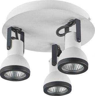 Beliani Beliani - Conjunto De 3 L&aacute;mparas De Techo De Metal Blanco Negro 21 Cm Brazo Baro