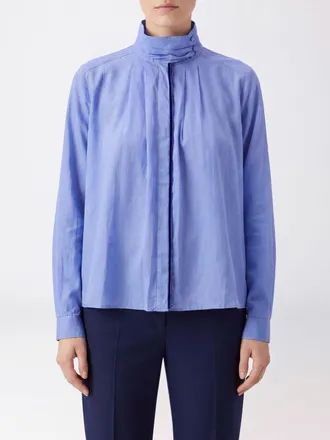 Forte_Forte Camicia a maniche lunghe in misto cotone e seta con collo alto